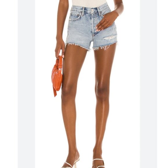 Agolde Parker Distressed Denim Cutoff Shorts in Freewheeling Summer Women's 27 - Picture 1 of 6